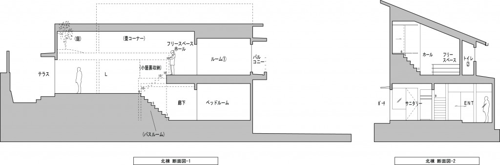 断面図 庇変更 北棟